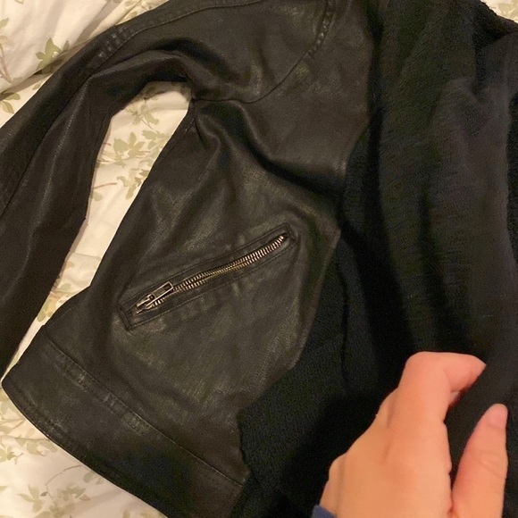 Free People Drape Front Coated Jacket Black 8 - Picture 7 of 10